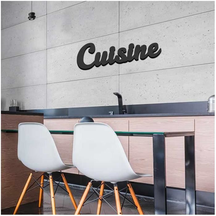 Mot Deco Bois 3d Cuisine Noir 45x13 5x1 5 Cm Q6561 Cdiscount Maison