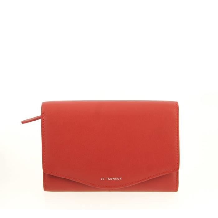 Portefeuille rabat LE TANNEUR Valentine Rouge. Cdiscount Bagagerie Maroquinerie