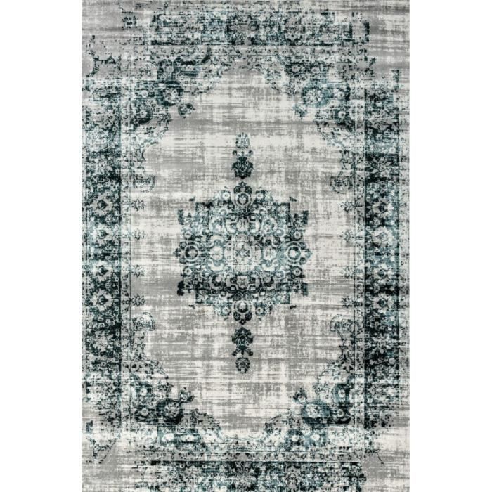 Tapis Salon Chambre Salle a Manger Entree Gris foncé /& Bleu LIFA LIVING Tapis a Carreaux en Laine 80 x 150 cm Tapis de Design Vintage Patchwork