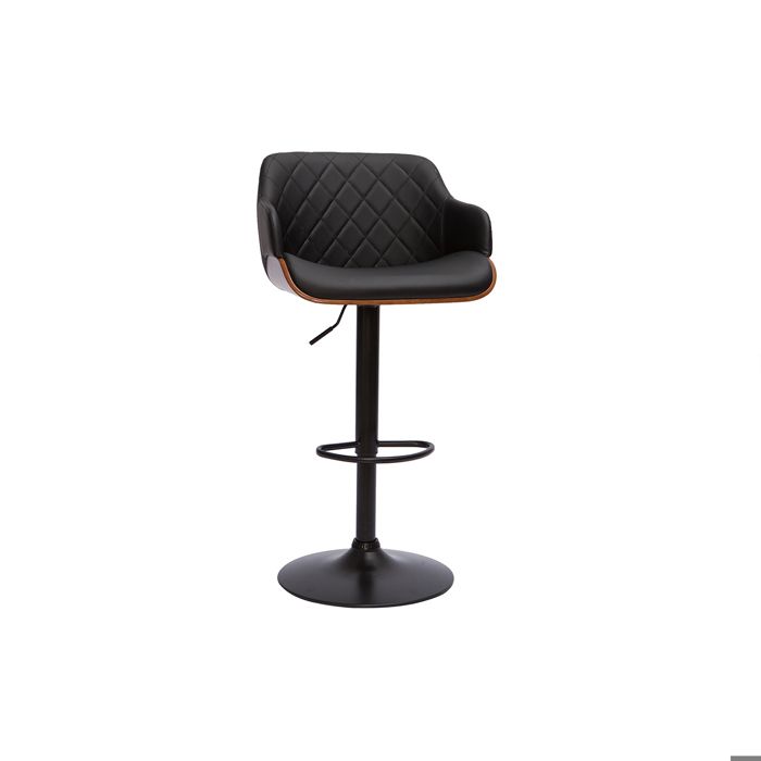 Miliboo - Tabouret de bar design réglable pivotant 360° noir et bois foncé LUCIEN Miliboo - Tabouret de bar design réglable pivotant 360° noir et bois foncé LUCIEN