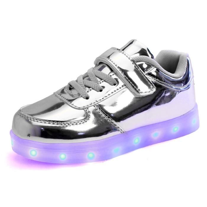 Chaussures LED Lumineuses 7 Couleurs USB Rechargeables - Baskets Clignotantes Garçon Fille Pour Noël Et Halloween Avec Certificat CE