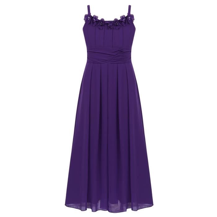 Enfant Fille Robe Soiree Robe Longue Princesse Spaghetti Bretelle Robe Anniversaire Demoiselles D Honneur Mariage Robe Ete 8 16 Ans Violet Achat Vente Robe De Ceremonie Cdiscount