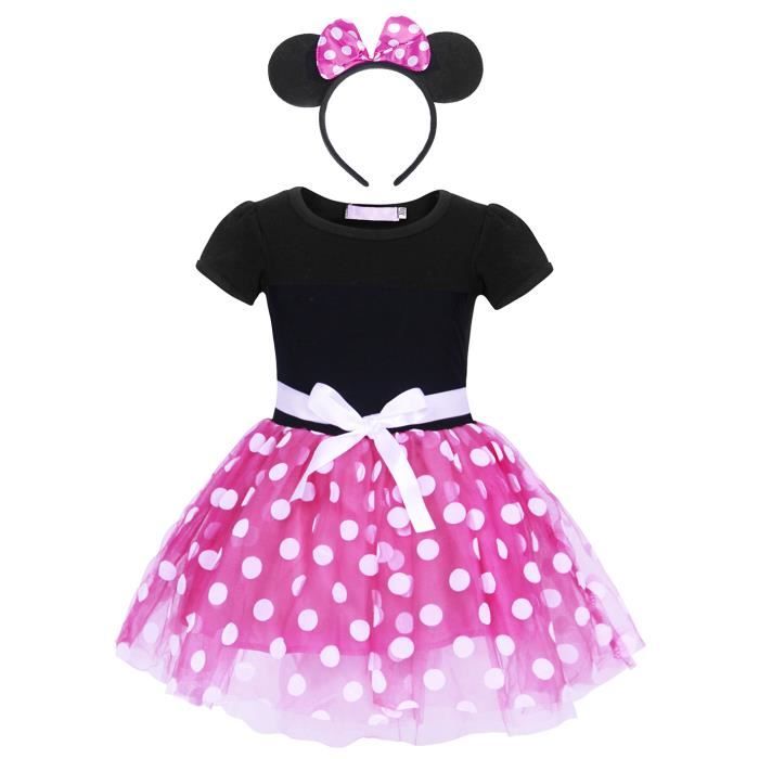 Amzbarley Robe A Pois Tutu Robes Princesse Costume Bebe Fille Enfant Manches Courtes Fete Anniversaire Cosplay Deguisement Rose Rose Cdiscount Pret A Porter