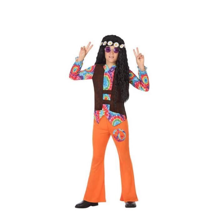 Déguisement Hippie de la Paix pour garçon - ATOSA - Multicolore - Pantalon et chemise inclus