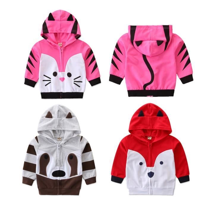 Enfant En Bas Age Enfants Bebe Fille Garcon Sweat A Capuche Dessin Anime Animal Manteau Tenues Outwear 100 Rouge Cdiscount Pret A Porter