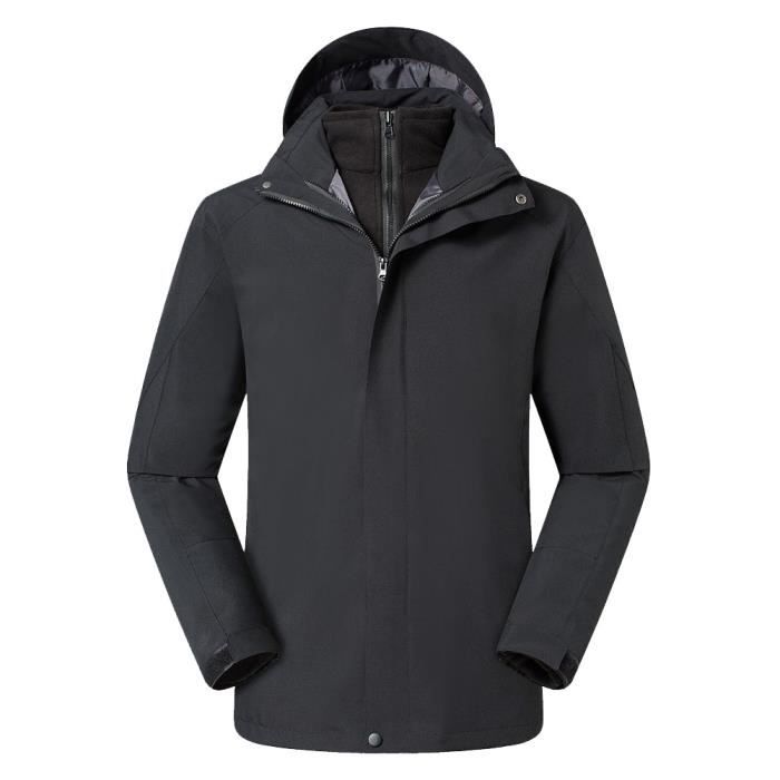 Veste 3-en-1 Homme Réfléchissante Imperméable – Doublure Polaire Amovible – Capuche Escamotable – Pour Vélo, Hiver, Pluie – Valkental
