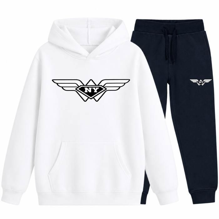 Jogging enfant unisexe - New York Fashion - Blanc - Manches longues - Respirant - Multisport