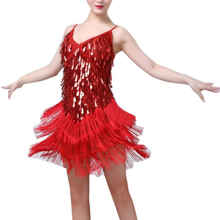 Robe rouge a frange discount