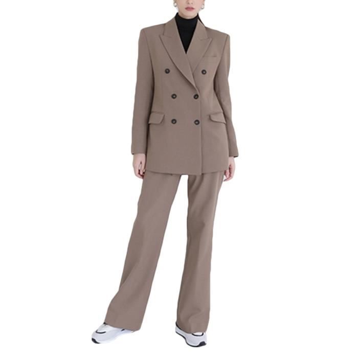 Tailleur Pantalon Femme 2 Pièces élégant - Veste Slim Fit Et Pantalon Bureau - Tenue Professionnelle Chic