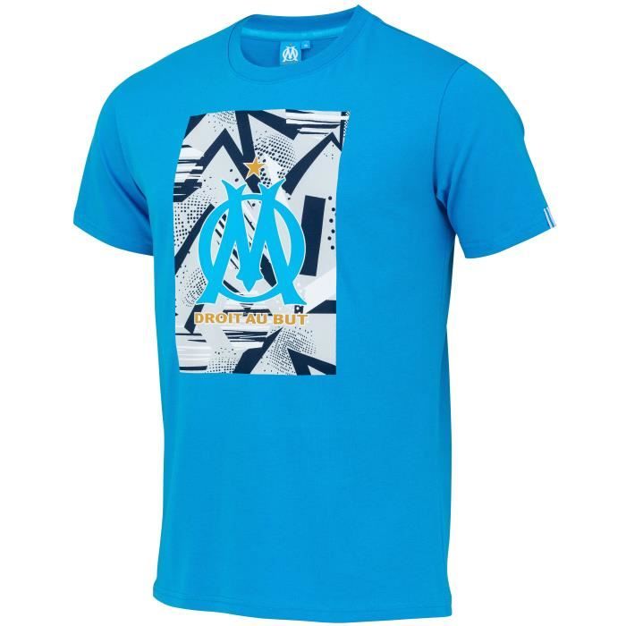 T-shirt Olympique De Marseille Officiel - Blason OM Brodé, Coton 160g, Pour Supporters