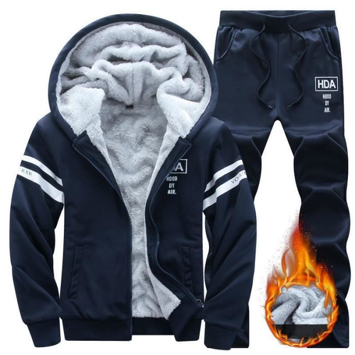 Survêtement Homme 2 Pièces - Veste à Capuche Zip + Pantalon Jogging, Coton, Décontracté, Sport, Loisirs - 6