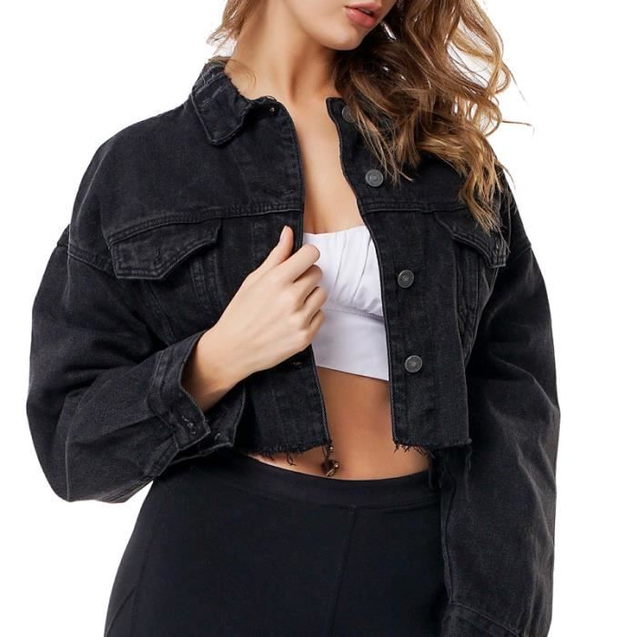 Veste en Jean Femme Manches Longues Coupe Decontractee