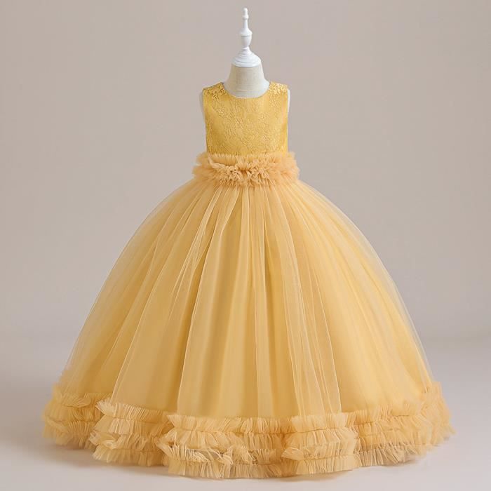 Robe Fille ZUNIE Taille 6 - Couleur Beige Melon Doré, Tulle Chatoyant - Pour Occasion Spéciale (Noël, Fête) - Neuf Sans étiquettes