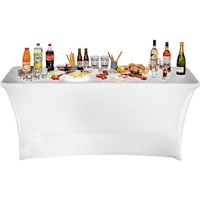 housse nappe table pliante 180cm blanche cdiscount maison