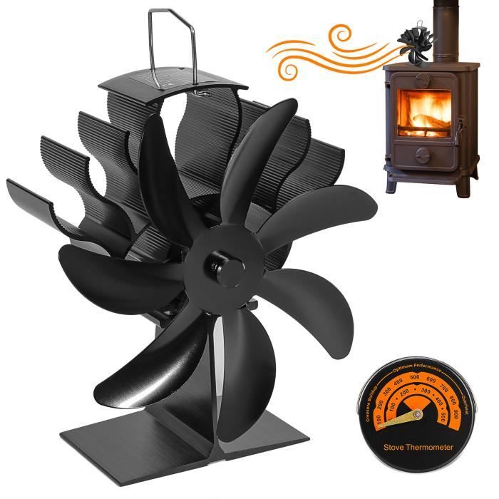 Ventilateur poele à bois 7 pales Ventilateur de brûleur à bûches ventilateur  de cheminée à énergie thermique pour cheminée - Cdiscount Bricolage