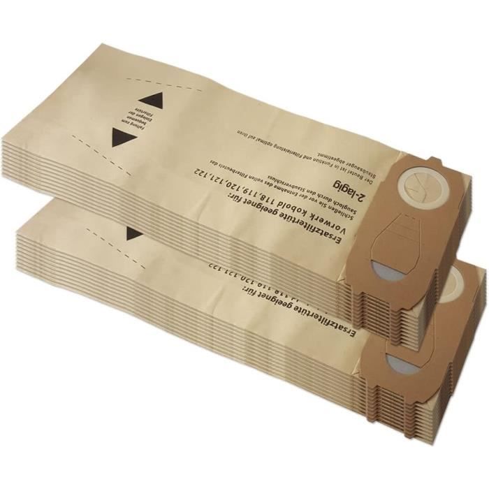 10 Sacchetti Per Aspirapolvere Compatibili Vorwerk Kobold VK 118, 119, 120, 121, 122, Qualità Alta, Non Originali