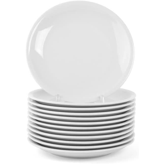 H&H Set 12 Piatti Fondi Petra Stoneware, Grigio, Cm 20