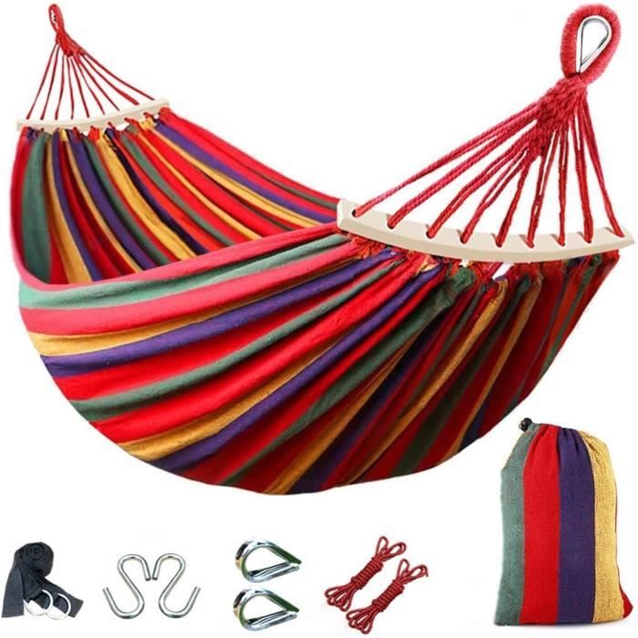 Hamac Filet Anyoo Grand Format 320x150 Cm Avec Barres - Parfait Pour Jardin, Balcon