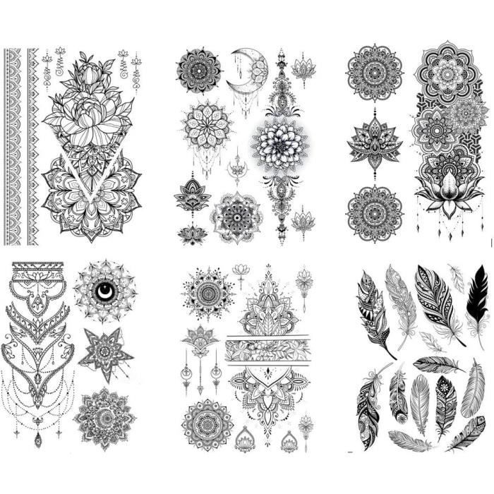 Tatouage Plume Mandala