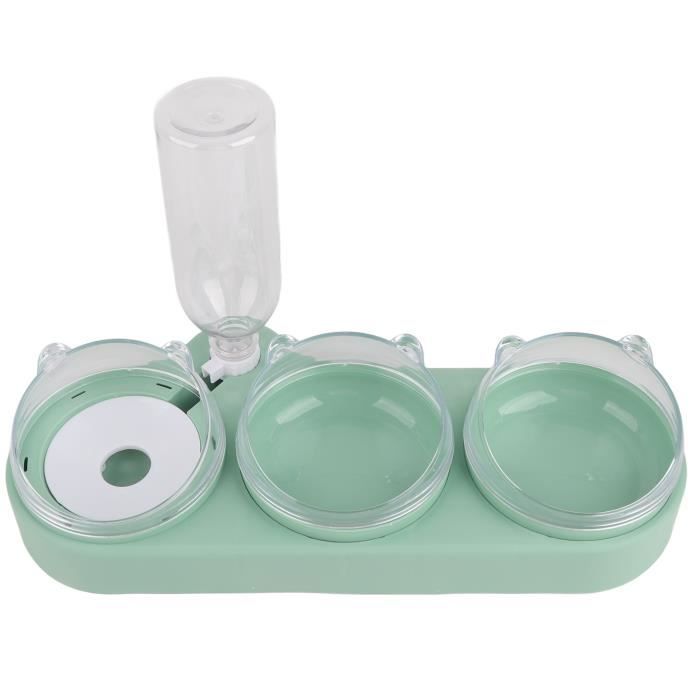 Comparer les prix de Gamelle Chat Chiot Distributeur Fontaine à eau Écuelle Animal 3 en 1 Plastique Antidérapant- Vert
