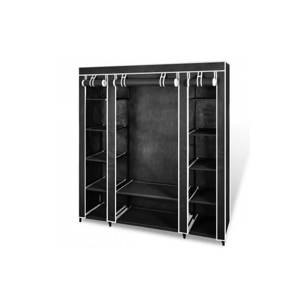 armoire penderie tissu noire - top prix - 45 x 150 x 176 cm - tubes métalliques et connecteurs en plastique