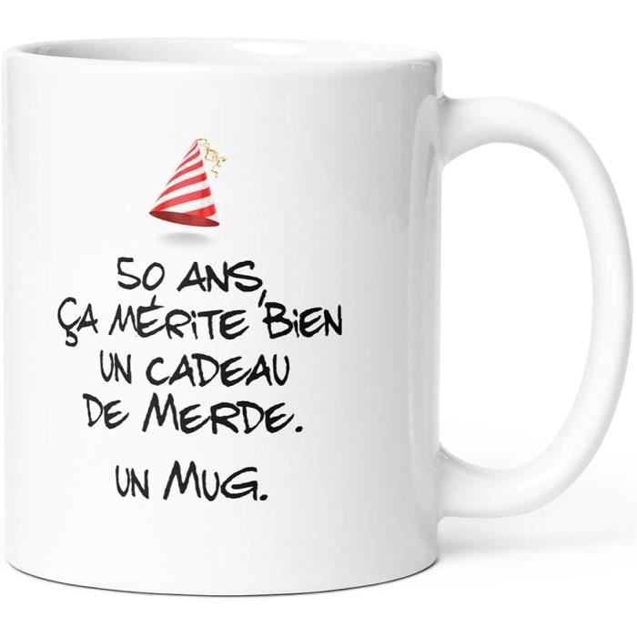 Mug 50 Ans - Idée Cadeau D'anniversaire Originale Et Humoristique Pour Homme Ou Femme, Tasse Blanche Rigolote