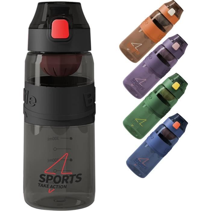 Lot De 2 Gourdes Vélo 1L – Sans BPA, 1000ml, Réutilisables, Tricolore/noir