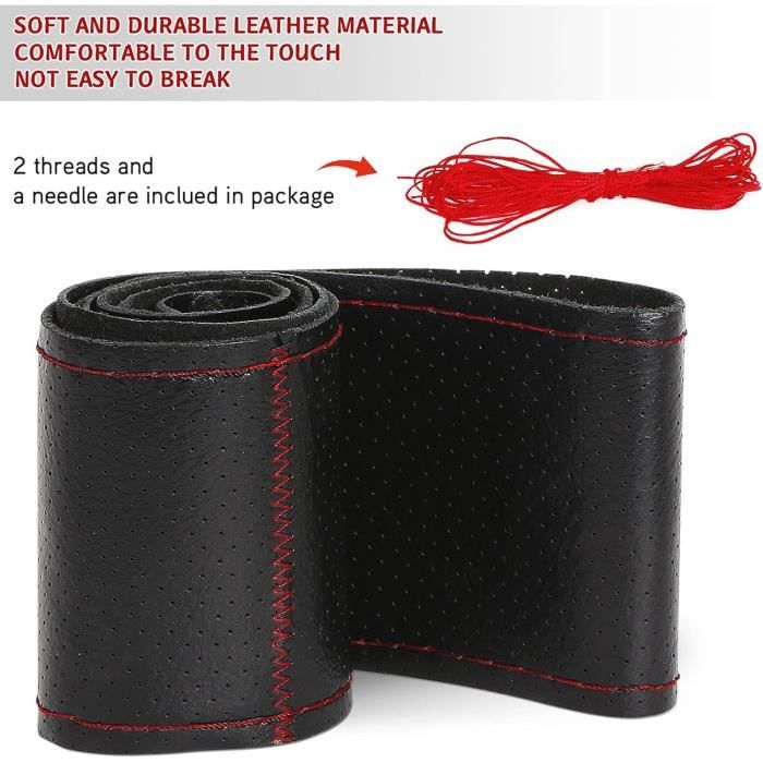 Couvre Volant Cuir ZATOOTO Pour Camion | 44-46cm | Antidérapant & Respirant | DIY à Coudre | Noir