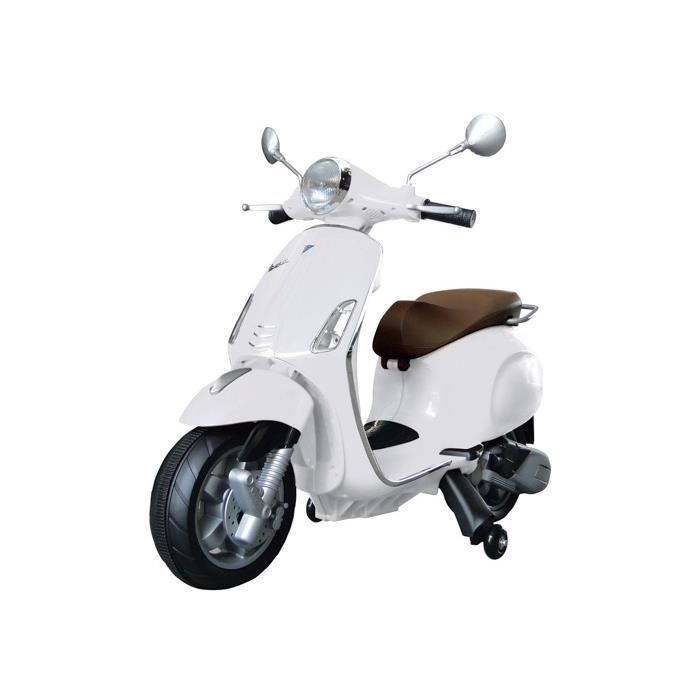 Moto électrique pour enfants Vespa Primavera Blanc, 12 Volt, 1 Siège(s),  Siège en similicuir, Capacité de chargement: 30 kg