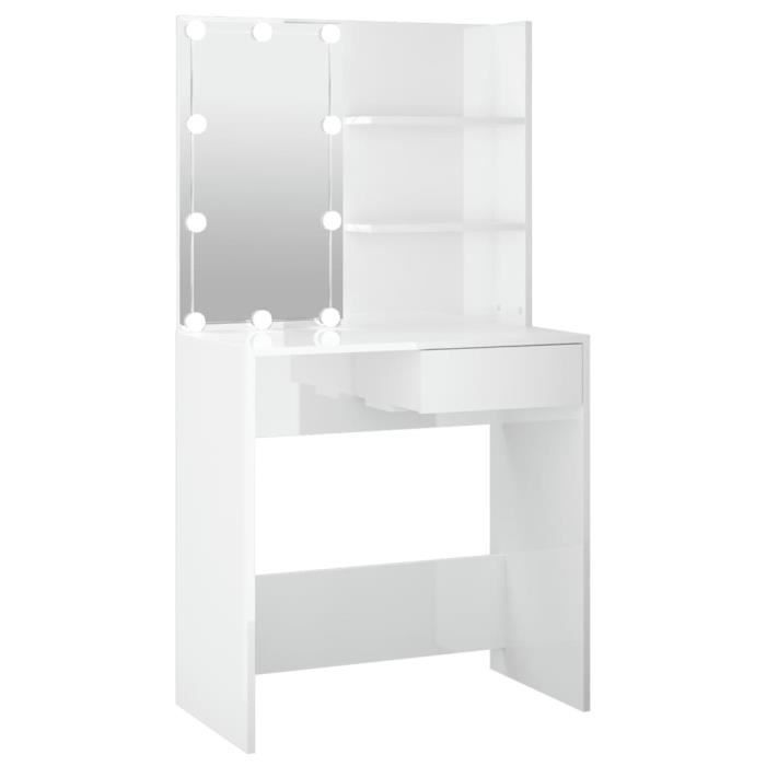 VX - Coiffeuse avec LED Blanc brillant 745x40x141 cm