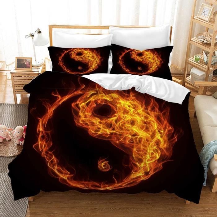Parure De Lit Tai Chi Yin Yang Housse De Couette Lion L Amour 2 4 P Pour Lit 140 200 220 1 Et 2 Personnes King 220 230cm 3 Pcs 01 Achat Vente Housse De Couette Et Taies Cdiscount