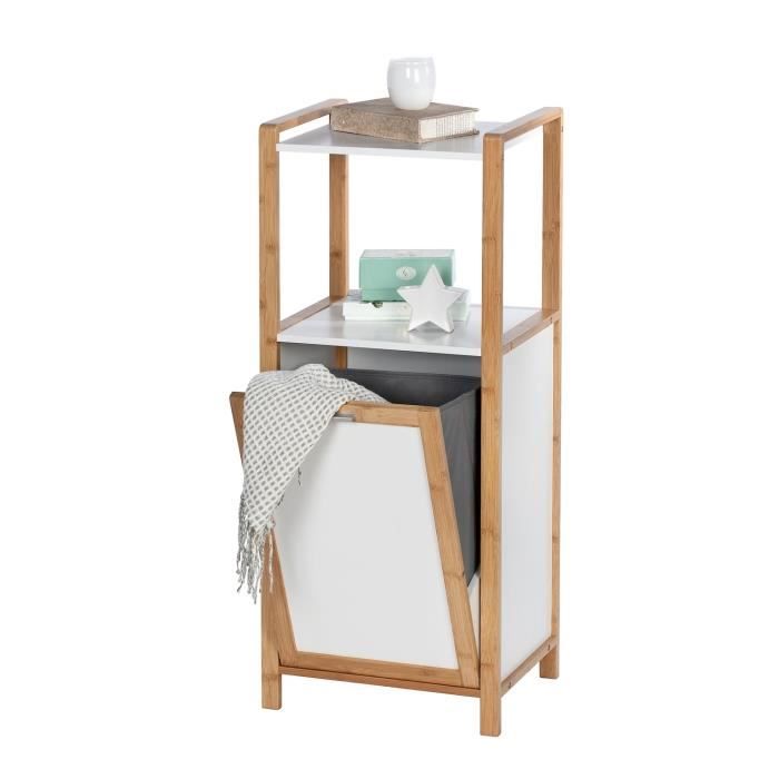 Etagere De Salle De Bain En Bambou Avec Panier A Linge Finja L