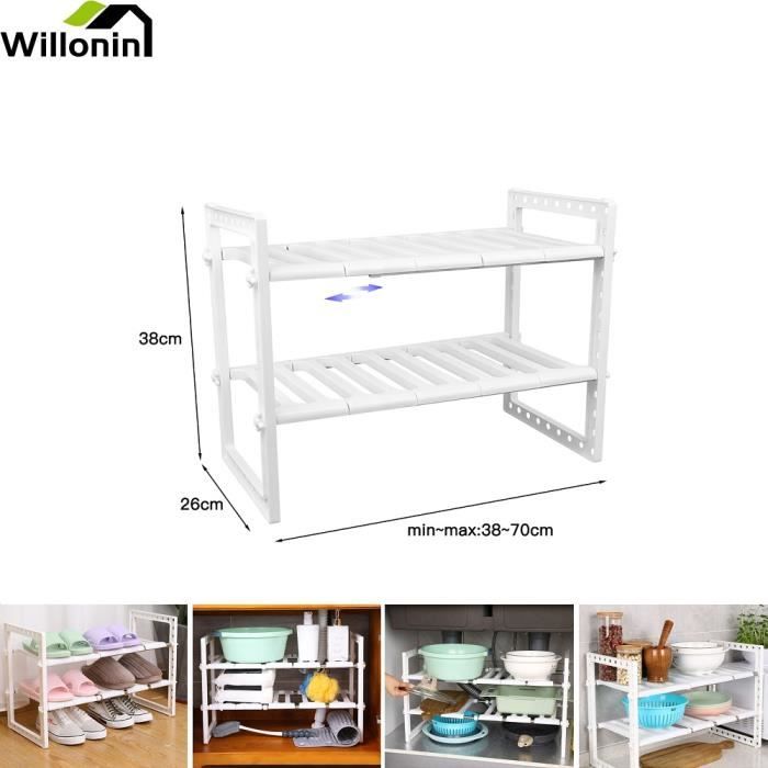 Étagère Multi-fonction - WILLONIN - KDINFAV - Blanc - Extensible et rétractable