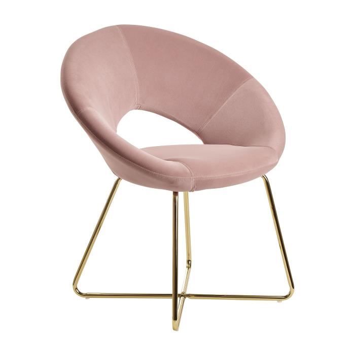 chaise de salle à manger en velours rose - wohnling - coque rembourrée - design