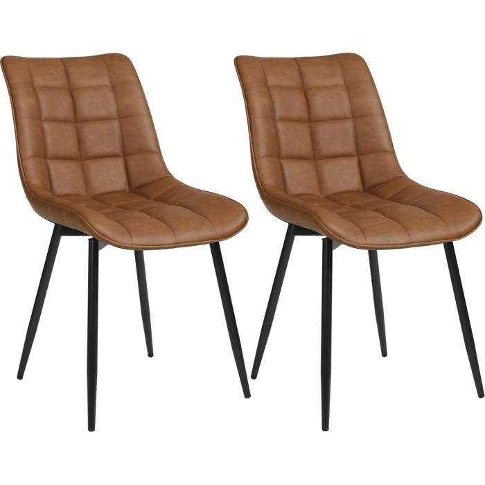 WOLTU 2 X Chaises de salle à manger siège en Similicuir Chaises de Cusine pieds en métal Brun Clair