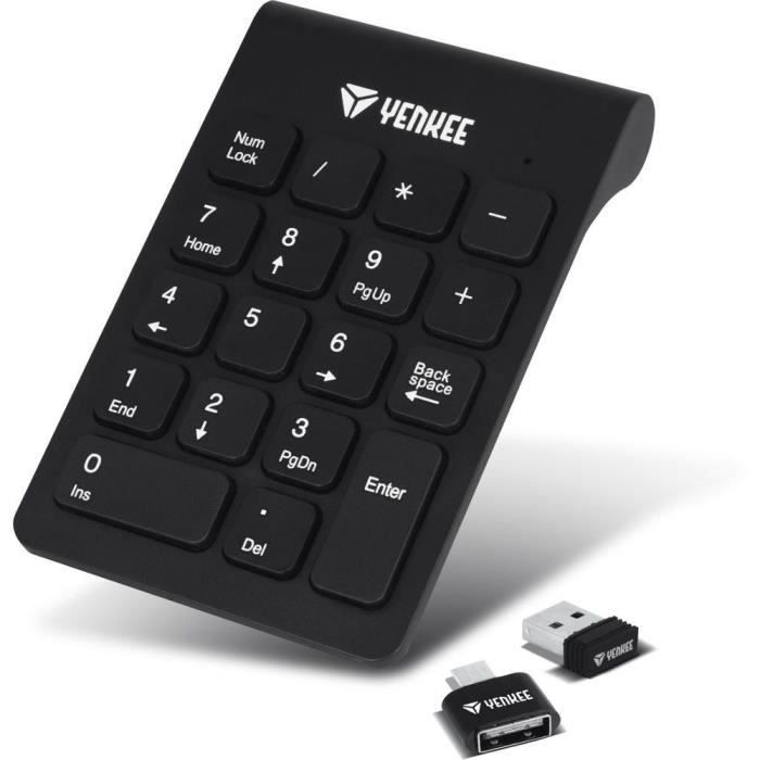 Le clavier numérique sans fil YENKEE YKB 4020 est idéal pour les ordinateurs portables sans pavé numérique. Avec sa connexion sans fil 2,4 GHz et sa réduction TYPE-C, il s'adapte facilement à tous vos appareils. Compact et léger, il est parfait pour le bureau ou les déplacements. Dimensions 133 x 86 x 20 mm, poids 90 g.