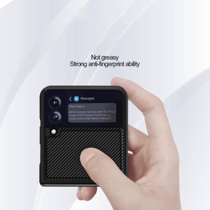 YOSOO Coque téléphone compatible Z FLIP 3 en fibre de carbone, protection intégrale anti- digitales