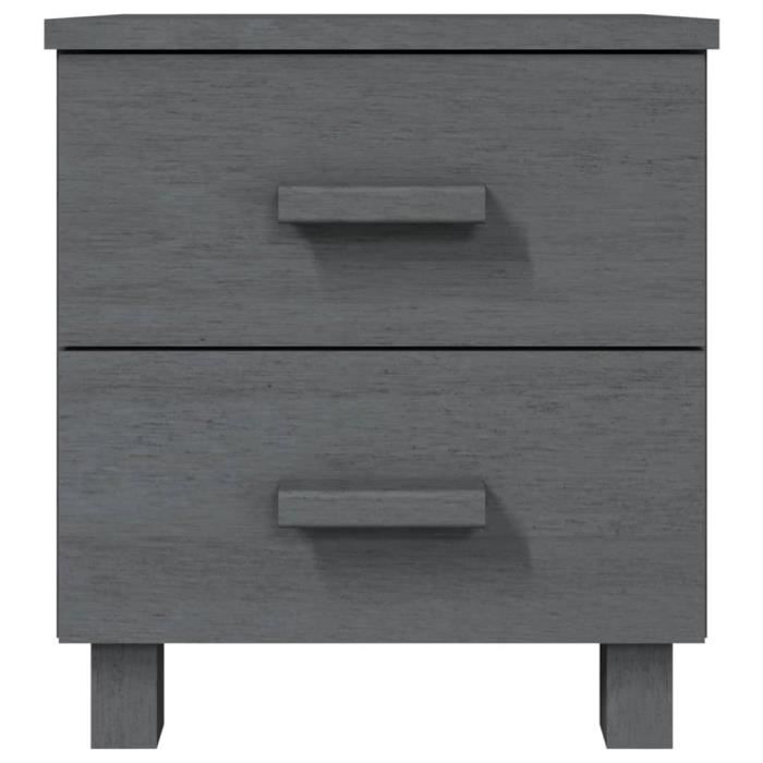 rho - meubles - table de chevet gris foncé 40x35x44,5 cm bois de pin massif - dx0949