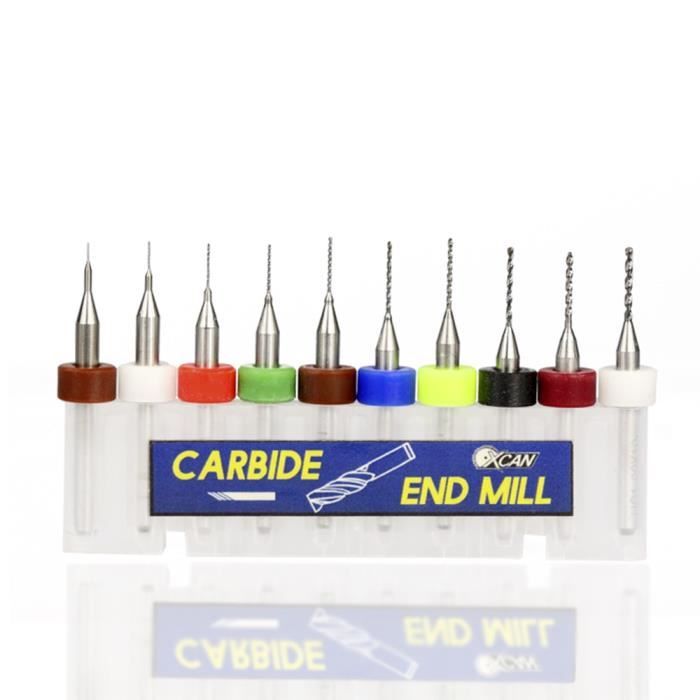 10 Forets Micro En Carbure Cémenté Pour CNC/PCB - Diamètres 0.6 à 1.5mm, Longueur 38.1mm - Pour Circuit Imprimé, Cuivre, Acier - 3
