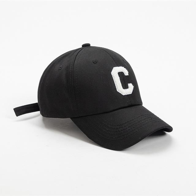 CASQUETTE,Black--Casquette de Baseball brodée avec la lettre C pour femmes et hommes, chapeau de soleil, Hip Hop, à la mode, hiver e