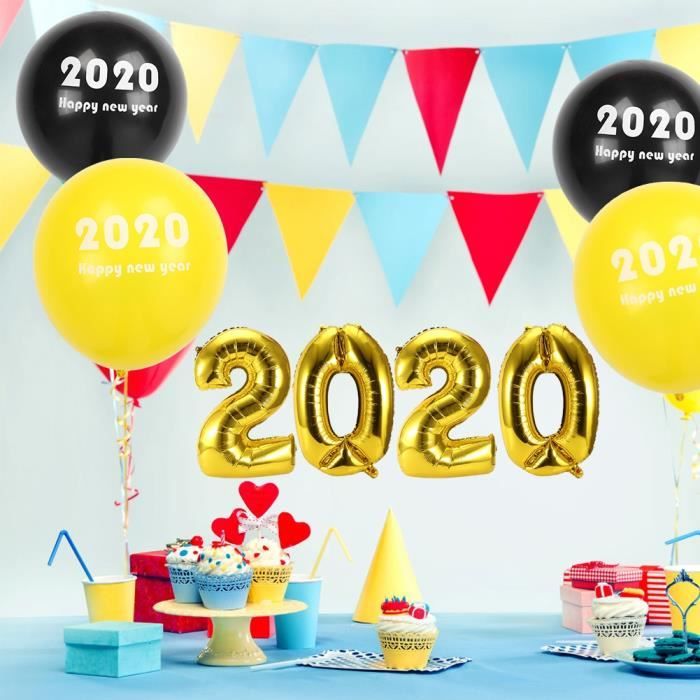 Rouge STOBOK 32 Pouces 2020 numéro Ballons Feuille 2020 décorations de Remise des diplômes fête du Nouvel an fête fête Fournitures 4pcs