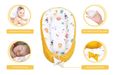 Réducteur Lit Bébé 90x50 cm - Matelas Cocoon Cale Bebe pour Lit Baby Nest Coton avec Minky Safari avec Minky Moutarde-1