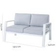 Canapé d'extérieur 2 places en aluminium blanc-gris - TOUSMESMEUBLES - contemporain - déhoussable-1