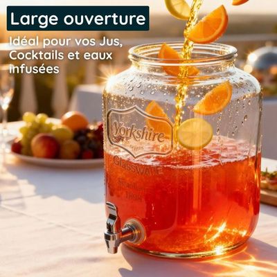UlisemDistributeur de boissons 8 l, verre, robinet, distributeur de jus