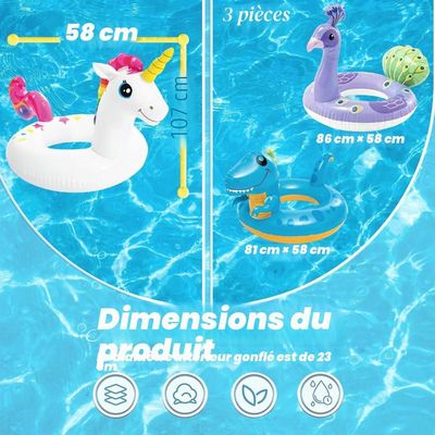 Bouée Dinosaure Gonflable Enfant -Bouée gonflable pour enfants de 3 à 6 Bouée Dinosaure Gonflable Enfant -Bouée gonflable pour enfants de 3 à 6