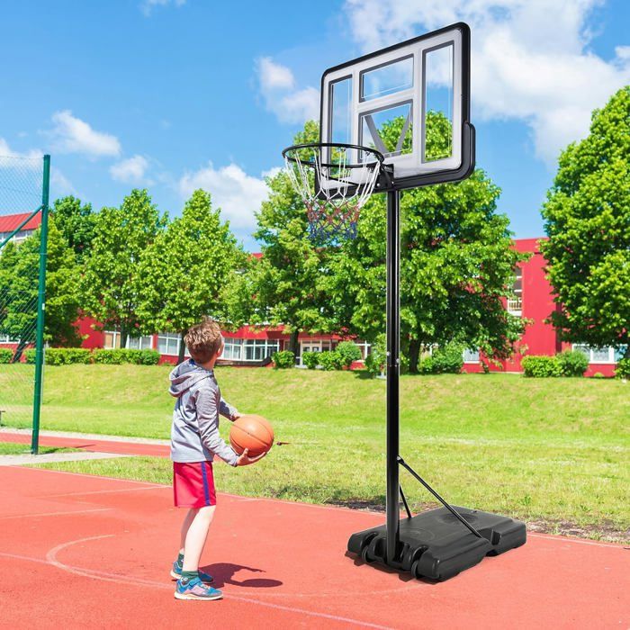 Panier De Basket Extérieur LEADZM – Hauteur Réglable 165-210 Cm, Base Remplissable, Roulettes, Pour Enfants Et Ados