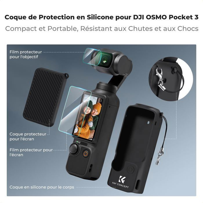K&F Concept – Coque Silicone Pour GoPro Hero 13 Black + Films De Protection écran & Objectif – Léger, Antidérapant Et Ultra-protecteur