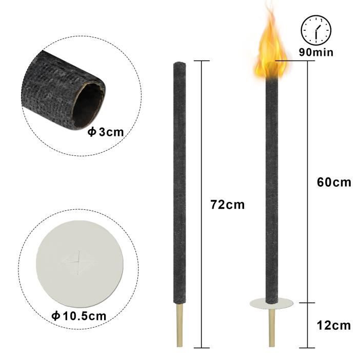 Ikodm Lot De 200 Torches D'extérieur - Durée De Combustion