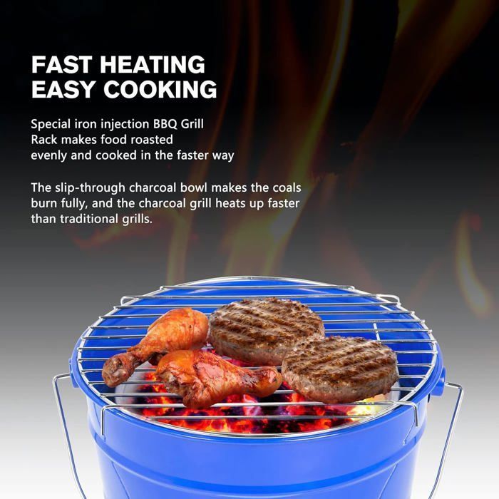 Poêle à Charbon En Fonte,barbecue De Table Au Charbon De Bois,barbecue Portable Avec Grille En Maille Metallique Et Base En Bois Barbecue De Cuisine De Camping 28cm 34375465230 L