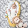 Réducteur Lit Bébé 90x50 cm - Matelas Cocoon Cale Bebe pour Lit Baby Nest Coton avec Minky Safari avec Minky Moutarde-2